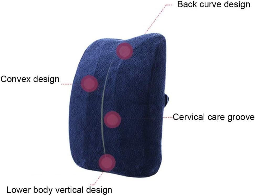 Lumbar Pillow - Memory Foam Lumbar Support Back Cushion with Balanced Firmness Designed for Lower Back Pain Relief(Blue)