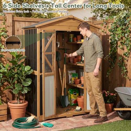 Image of Extra Large Outdoor Storage Cabinet Weatherproof, Garden Shed with Shelves
