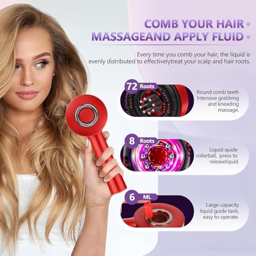 Image of 3 in 1 Hair Oil Applicator,Head Massager Scalp,Scalp Massager Hair Growth,Electric Scalp Massager Brush,Ipx7 Waterproof,Hair Scrubber Scalp Massage Tool for Home and Travel Use,Gift,Red