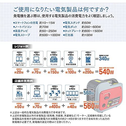 ナカトミ(Nakatomi) インバーター発電機 カセットボンベ式 EIGG-600D の商品画像 5