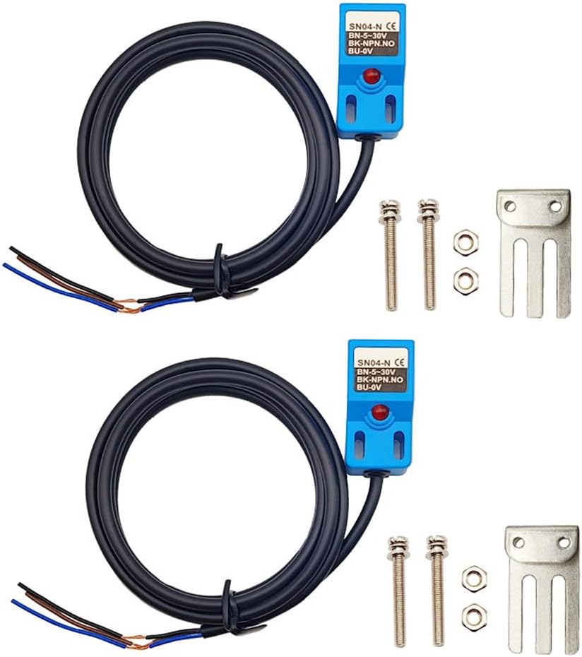 Inductive Proximity Sensor SN04-N NPN NO Normally Open Detection Approach Switch with SN Bracket (Blue, 2 Pack)