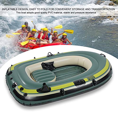 2-persoons opblaasbare boot, PVC opblaasbare tweepersoons roeiboot, opblaasbare vlotboot Opblaasbare kajak vissen Drifting duikgereedschap, voor heren dames, groen - Image 6