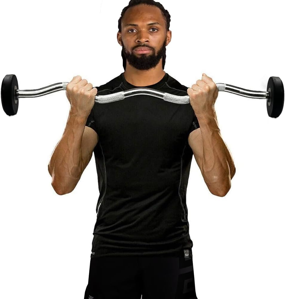 Rubber Coated Pre-weighted Curl Bars Elevate Your Workouts with Durable Alloy Steel Construction, Secure Knurled Grip, Enhanced Comfort