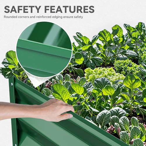 YITAHOME 72x36x18 in 2pcs Galvanized Raised Garden Bed Kit, Large Metal Planter Box with Gloves & Support Rod, Outdoor Flower Bed for Plants Vegetables, Green by YITAHOME - Image 6