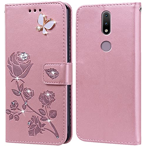 PKQTOP Funda para Nokia 2.4 Carcasa,Ranuras Tarjetas,Soporte Plegable,Silicona TPU,Case Protectora Funda para Nokia 2.4(6.5')