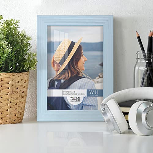Renditions Gallery 5X7 Inch Picture Frame Modern Style Wood Pattern And High Definition Glass Ready For Wall And Tabletop Photo Display, Blue Frame #TOP3