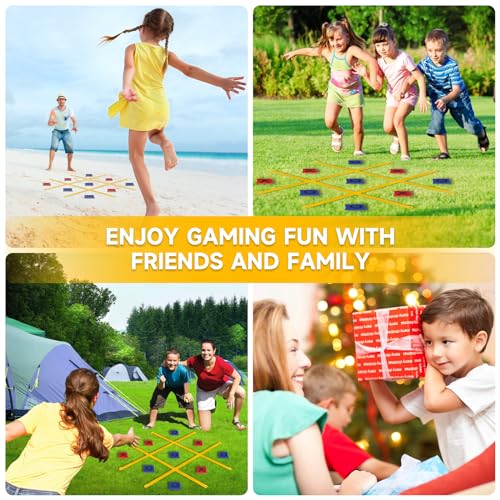 VANPET Giant Tic Tac Toe Bean Bag Toss Games for Kids Adults Family, Large Outside Lawn Yard Backyard Carnival Field Day Game, Beach Picnic Camping Birthday Party Family Reunion Games (Standard)