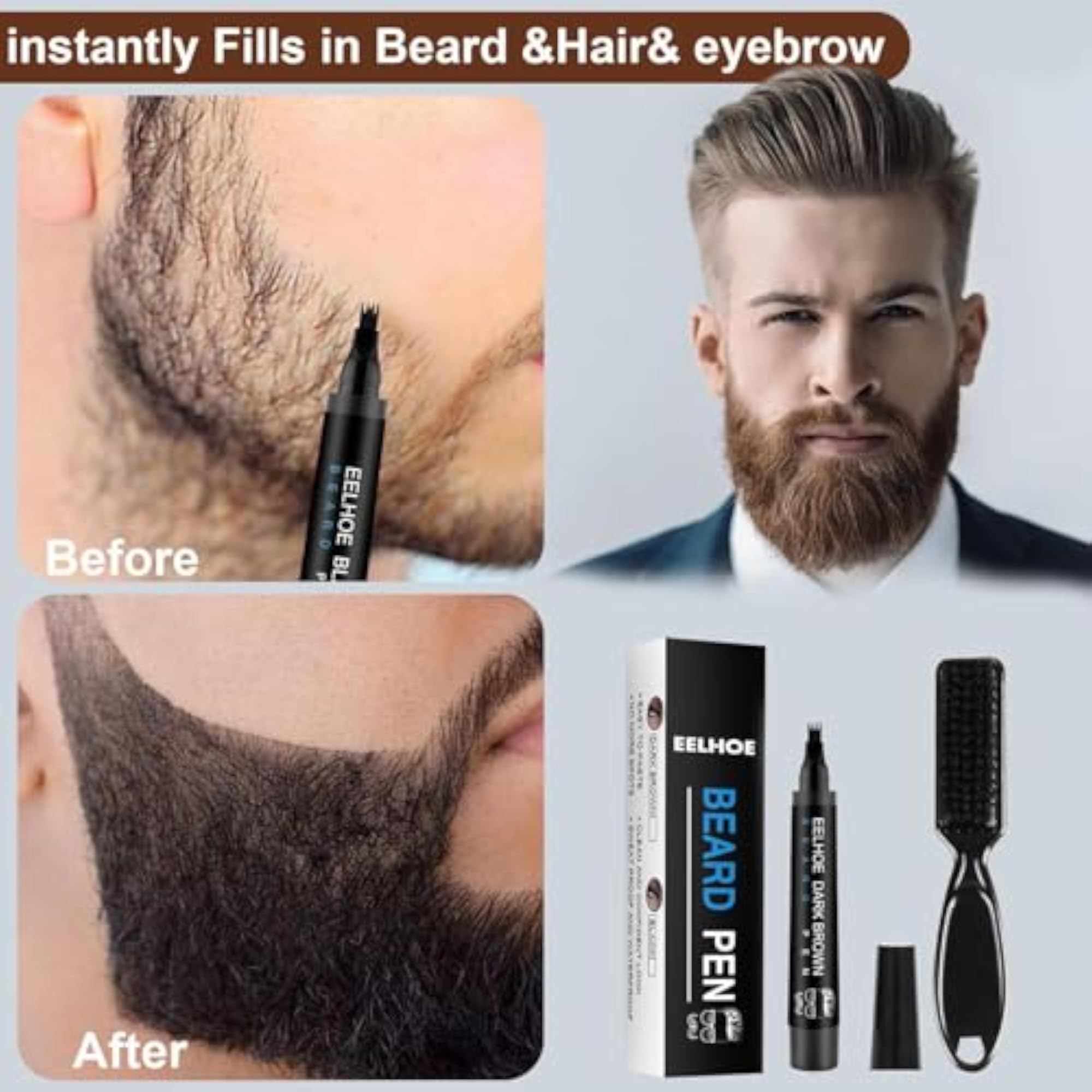 Travel Beard Pencil Filler Waterproof Easy Beard Pen Liner for Beginners