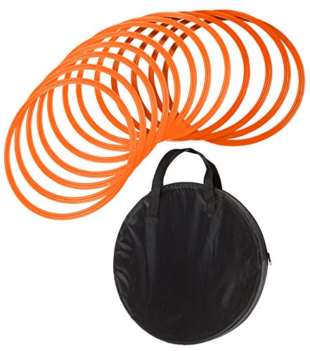 Trademark Innovations Speed & Agility Training Rings with Carrycase (Set of 12), 16
