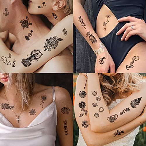 Soovsy 70 Sheets Temporary Tattoos Adults, Forearm Half Sleeve Tattoos For Men, Lion Black 3D Realistic Tattoos Stickers Flower Animals, Boys Tattoos Temporary For Women With Snake Eagle #TOP6