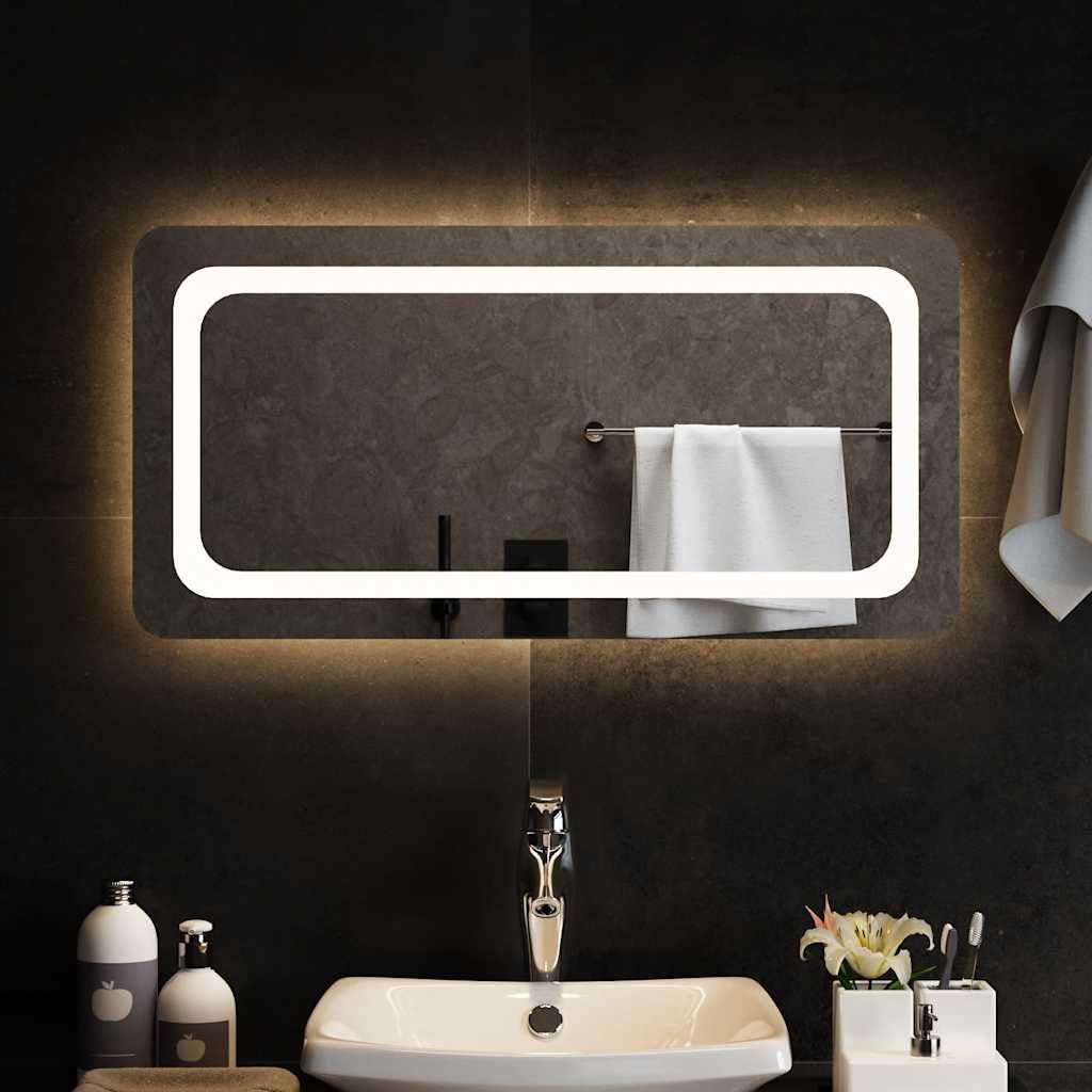 Miroir salle de bain LED 80x40cm étanche IP65 rectangulaire en verre avec port USB intégré