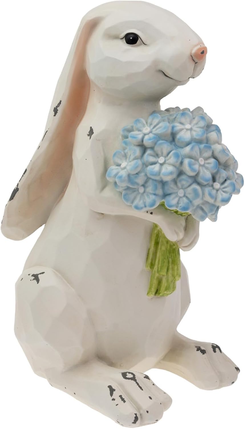 Boston International Easter Bunny Figurine Tabletop Shelf Mantel Spring Decorations for Home, 10", Nibbles Bunny