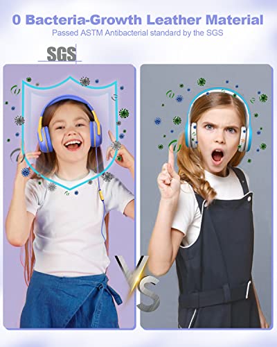 Image of Kids Headphones Wired with Microphone for ipad Computer Laptop for Boys Girls Volume Limit Foldable Over Ear Headset for School 3.5mm Jack