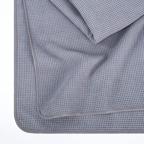 Prohomtex Microfiber Waffle Bath Towels, Set Of 2 (30'' X 60'') Quick Dry, Ultra Soft, Super Absorbent, Hotel Quantity Spa Like Towels (Gray) #TOP1