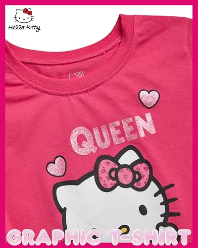 Image of Hello Kitty Girls Shirts - Short Sleeve Cute Casual Crewneck Graphic Tees Shirts for Girls Tops T-Shirt (Sizes: 4-12),