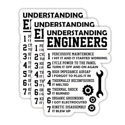 (3PCS) Understanding Engineers Sticker, Funny Engineer Stickers – Tech Support Quote Decal, Gift...