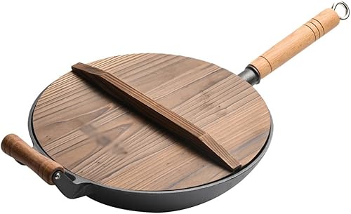 ZLXDP Wok de hierro fundido tradicional antiadherente para cocina sartén multifuncional para cocina utensilios de cocina