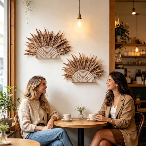 Macetero de pared de madera en pack de 2 jarrones boho rústicos 3