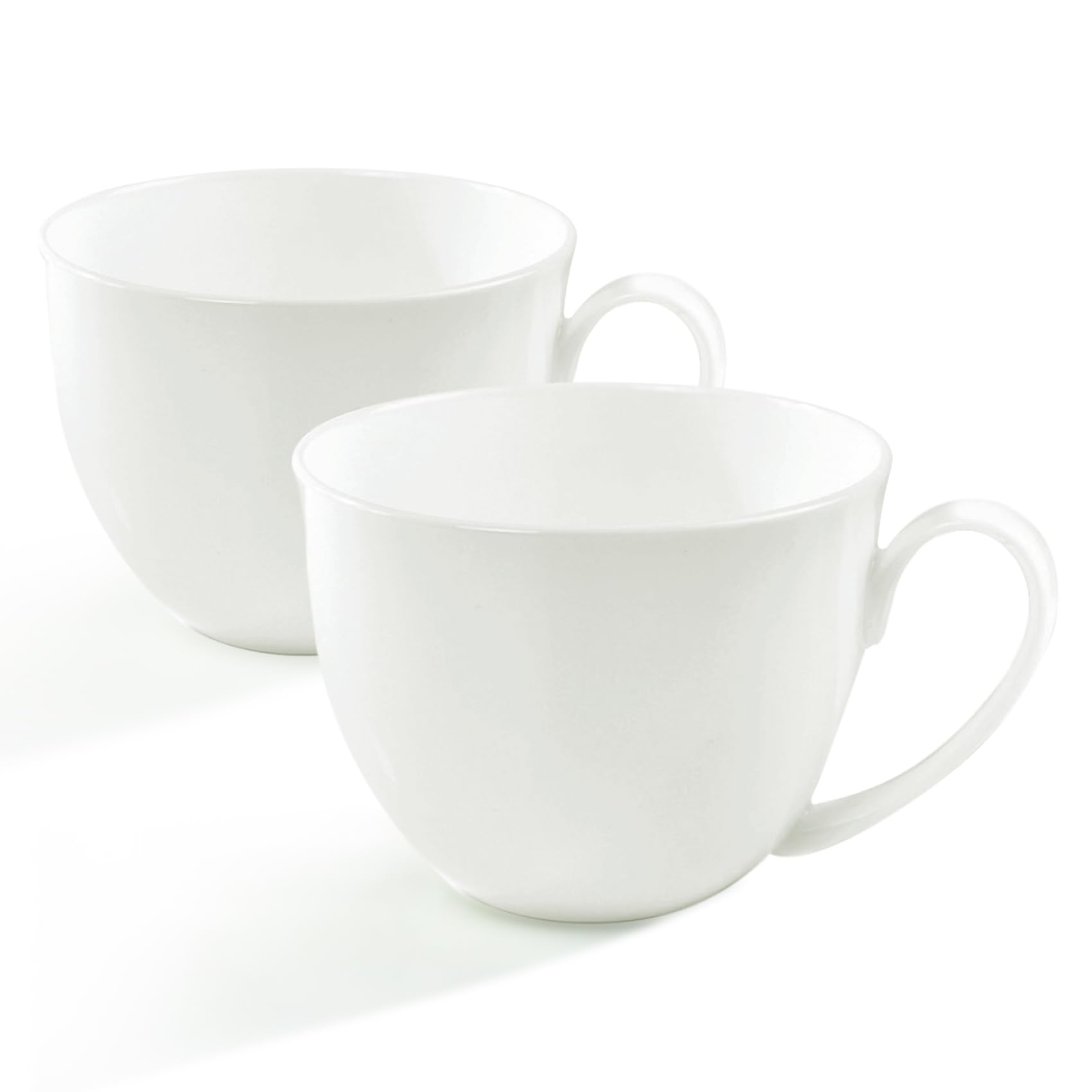 Gang Rinpoche Oversized Coffee Mugs, 22 OZ White Fine Bone China Bowl, Large Breakfast Ceramics Cups of 2pcs, Lightweight Tea Cups for Latte