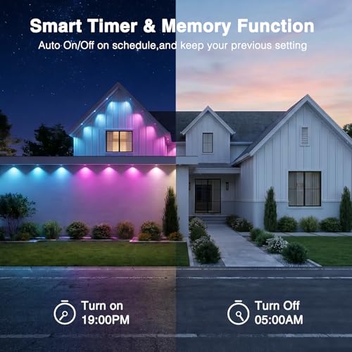 iMaihom Permanent Outdoor Lights, 100ft RGB Color Chasing String Lights with 16 Million Colors and 33 Scene Modes, App Control, IP67 Waterproof Smart Lights for House, Roofline, Patio, Backyard - image 7