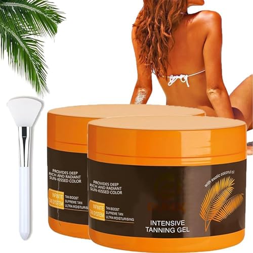 2 pezzi Intensive Tanning Gel, Acceleratore Abbronzatura, Gold Shimmer Intensive Tanning Gel, Cera Abbronzante, Gel Abbronzante per Un'abbronzatura Veloce (A)
