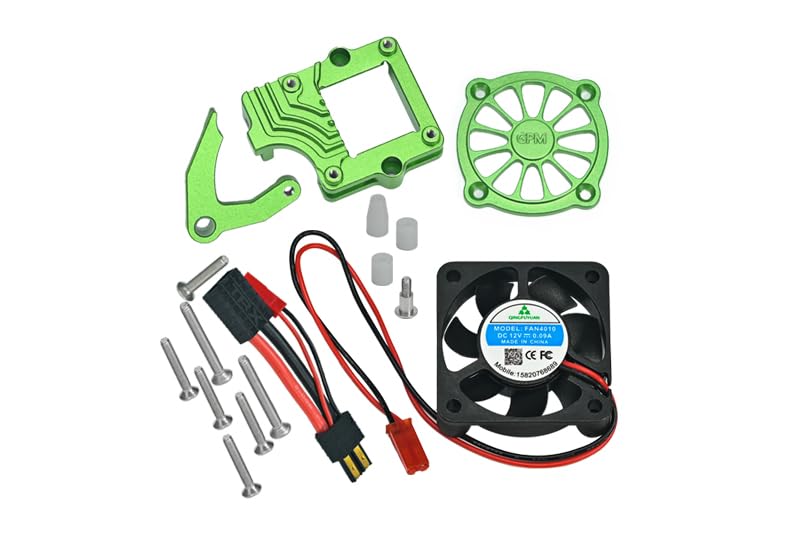 GPM for Traxxas TRX-4 Trail Defender Crawler/TRX-6 Mercedes-Benz G63 Upgrade Parts Aluminum Motor Cooling Fan with Easy Switch - 1 Set Green