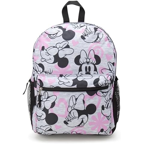 Fast Forward Kids Backpack - Disney Minnie Mouse, Hello Kitty - 16" School Bookbag for Girls, Size One Size, Minnie Pink/Black Cover