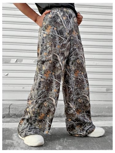 Boy's Graphic Camo Baggy Pants Wide Leg Elastic Waist Long Trousers Vintage Streetwear2