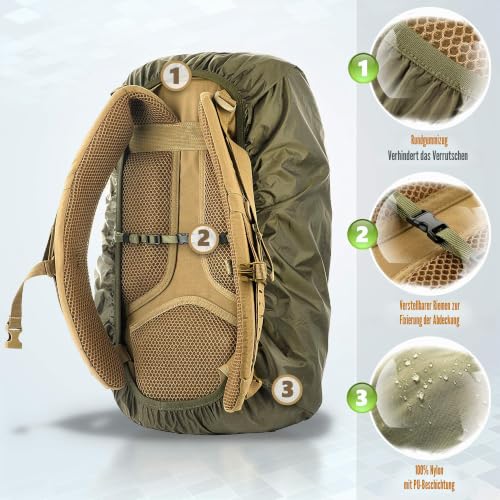 M-Tac wasserdichte Regenhülle für Rucksack – Schutzcover bis 20L, Nylon mit PU-Beschichtung, Outdoor & Militär, Olive, S – Ansicht 4