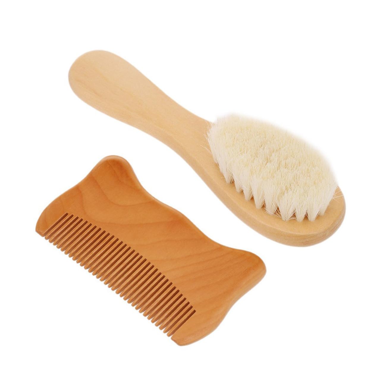 Gogogmee Natural Goat Hair Brush Set Comb Brush for Bathing Gentle Detangler for Sensitive Scalp