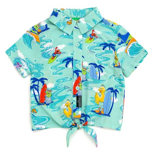 Sesame Street Big Bird Cookie Monster Elmo Oscar The Grouch Matching Family Hawaiian Button Down Shirt Infant to Little Kid2
