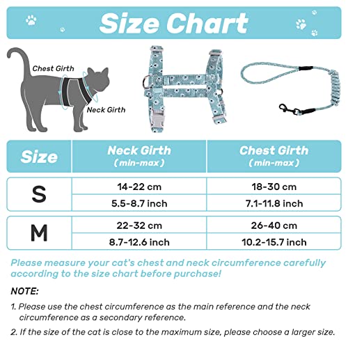 PETTOM Blumenmuster katzengeschirr mit Leine katzenleine mit Geschirr für Katzen mit Rundes Schlüsselband Ausbruchsicher Einstellbarer Brustgurt Geeignet für kleine und mittlere Katzen