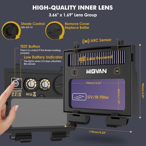 Image of Welding Helmet Auto Darkening True Color Large Viewing, Welding Hood Solar /Rechargeable Battery Powered, Wide Shade 4 /5-13 with 4 Arc Sensor, Optical Clarity Welding Mask for TIG MIG ARC Grind