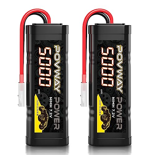 POVWAY 5000mAh 7.2V NiMH Battery with Tamiya Connector for RC Cars RC Truck RC Crawler Axial SCX RC...