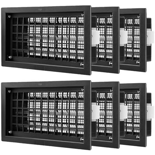 ZXQDRE Crawl Space Foundation Vent Automatic 8x16 Inch Auto Open/Close Crawl Space Vent Cover for Freeze Protection & Energy Saving | Easy Install Crawlspace Vents Replacement (Black 6 Pack)