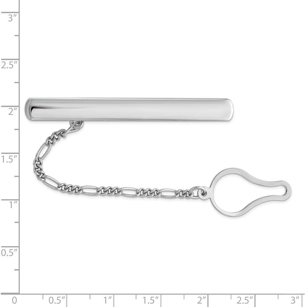 Solid 925 Sterling Silver Rhodium Plated Tie Clip