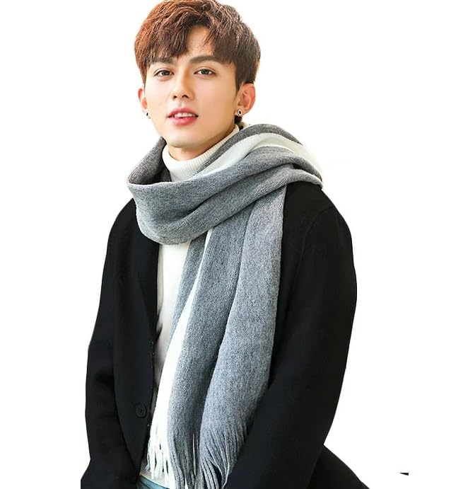 Fashions Two Color Extra Soft MicroFibre Cashmere Knitted Mufflers Cum Scarves Cum Stoles Woolen Men and Women Casual Scarf Soft and Warm Muffler