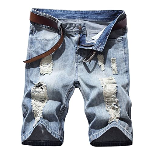 Short denim déchiré pour homme CLSDRZC bermuda en jean coupe droite