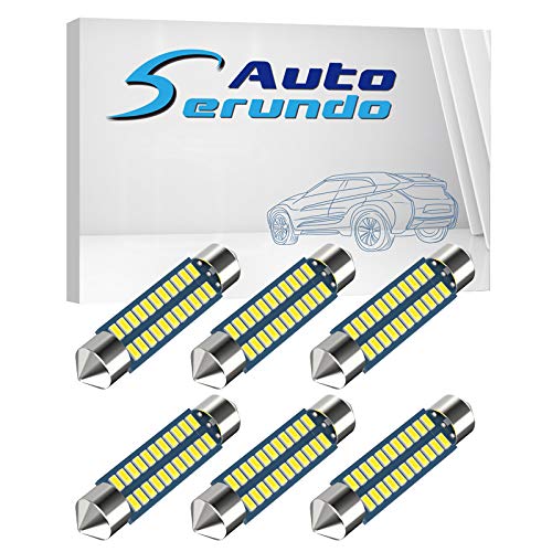 Serundo Auto 578 Led Car Bulb 211-2 Led Car Bulb 41mm 42mm 1.65in 212-2 Led Car Bulb for Car Map Light Dome Light, 22SMD 3014 Chips 6000k White Super Bright Interior Led Car Bulb,Pack of 6pcs