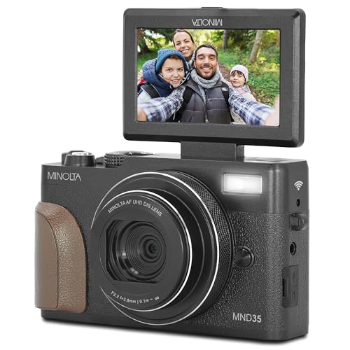 Minolta 64 Mega Pixels Digital Camera with Autofocus, 4K Video & Flip-up LCD