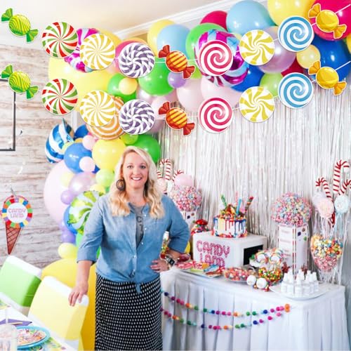 Image of Vuzvuv 90Pcs 5In Candy Paper Cutouts with 180Pcs Glue Points,Candy Cut Outs Bulletin Board Decorations for Birthday Party Theme Decor Supplies