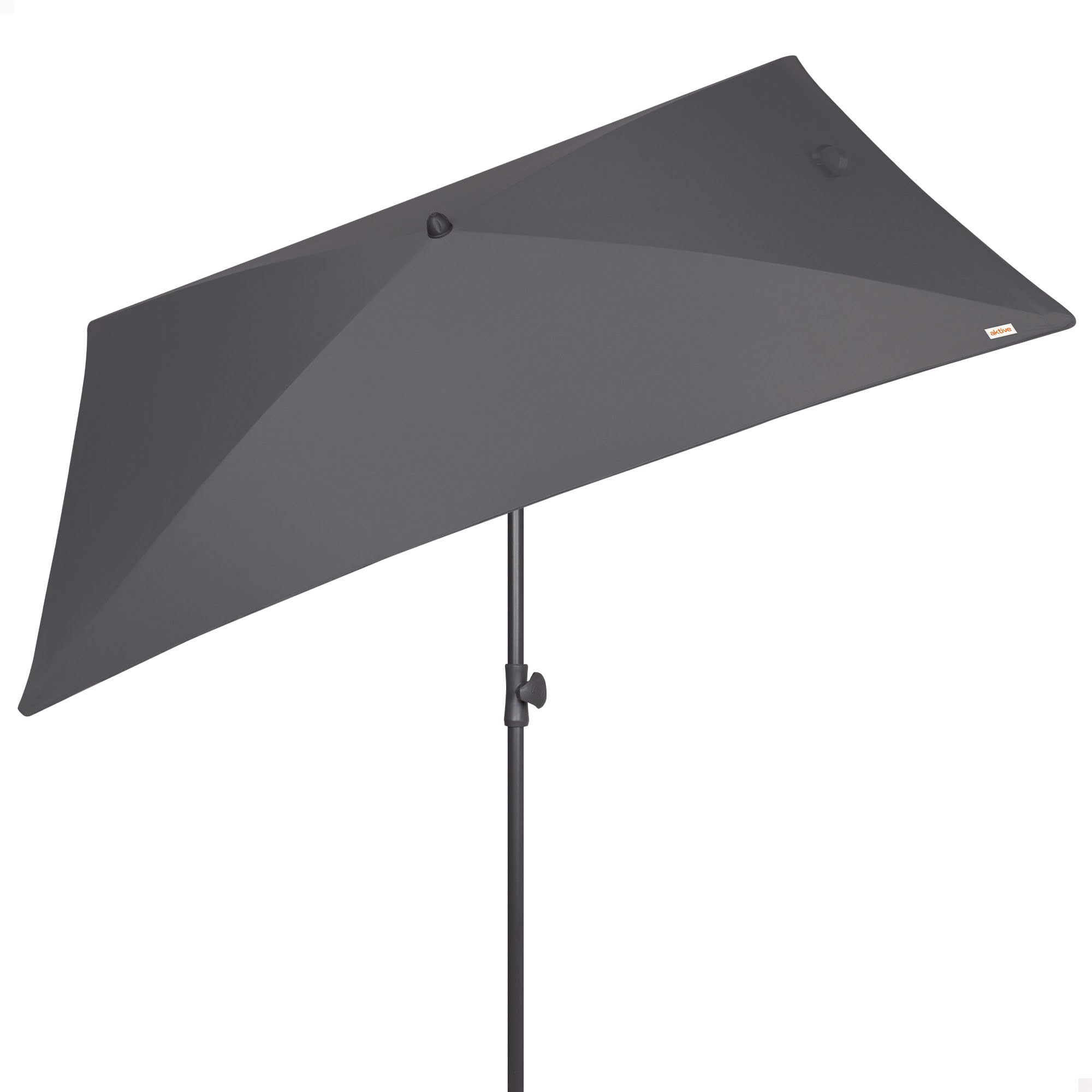 AKTIVE Sombrilla rectangular balcón, 200x125 cm, Color antracita, Protección UV30, Mástil acero, Tubo Ø28/32 mm, Inclinable y regulable en altura, Tejido poliéster, Sombrillas grandes (62350)