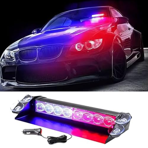 LED Red Blue Windshield Dash Emergency Strobe Lights w/Suction Cups,Hazard ...