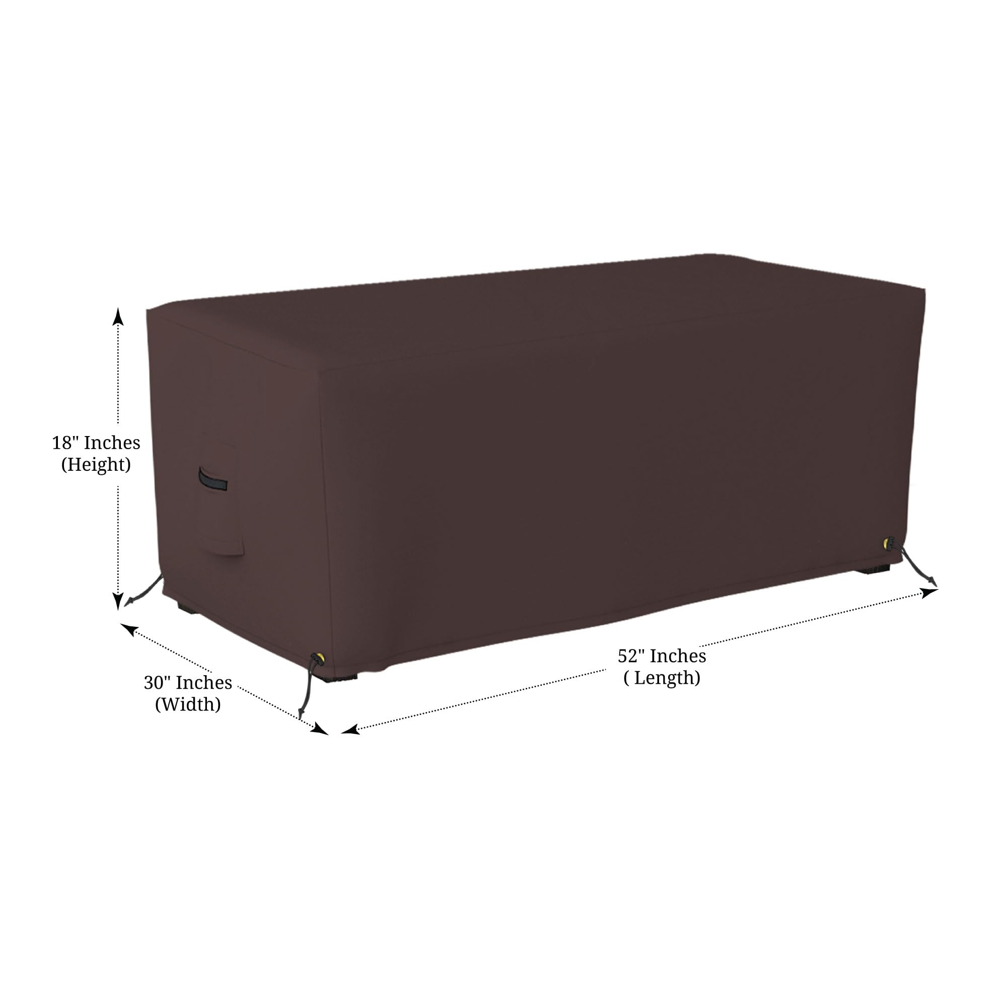 Covers & all Rectangle Ottoman Cover, 12 Oz Waterproof UV & Weather Resistant Patio Garden Furniture Stool Protector, Indoor Outdoor with Air Vents & Drawstrings (52