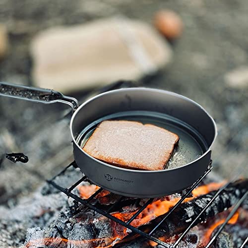 Bestargot Camping Cookware Set Titanium Cooking Pot with Pan, Outdoor Cookware Picnic Pot, Ultralight Camping Pot Pan Set, Camping Tableware Set for Bushcraft - Image 7