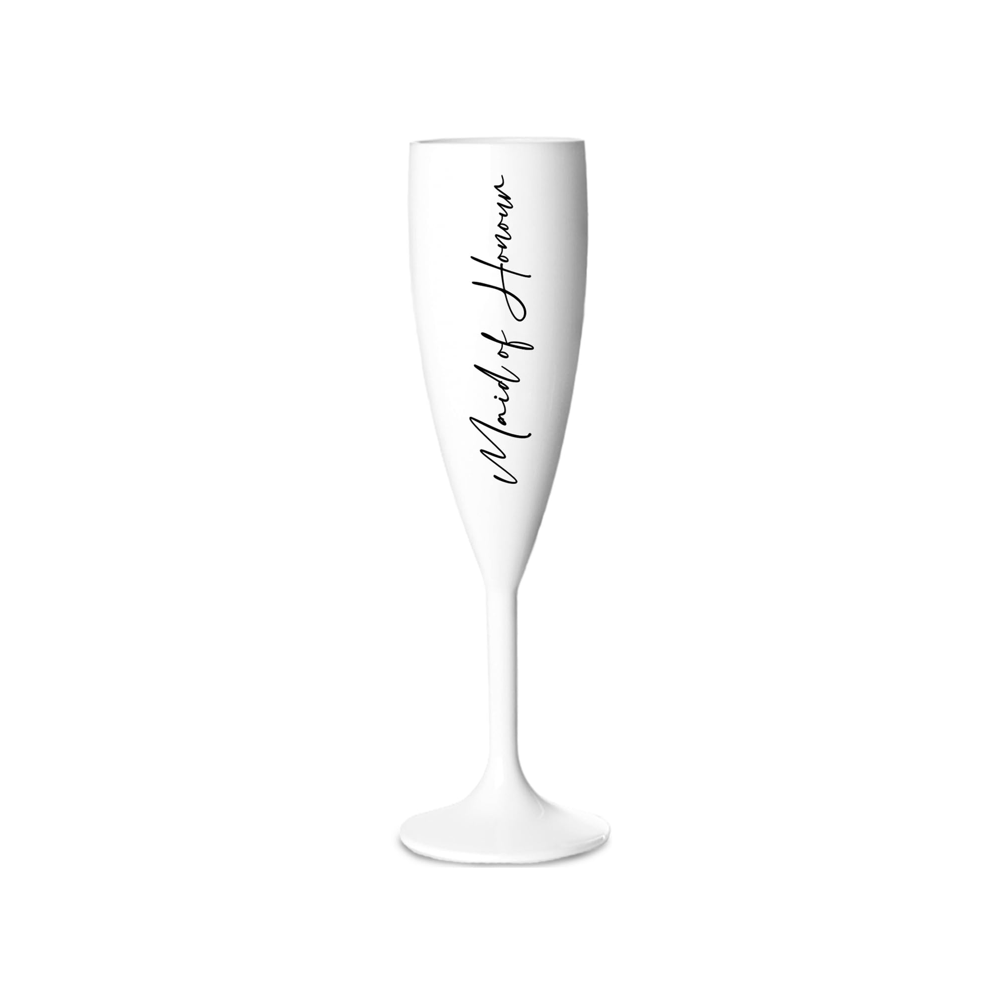 Print Maniacs Champagne Premium White Flute Glass Bride Groom Mr Mrs Wedding Maid Honour Wine Cocktail Prosecco Celebrations Gift (Black, Maid of Honour)
