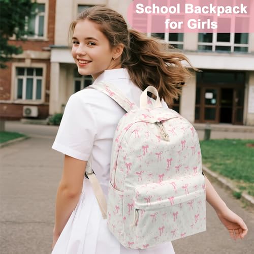 Image of BTOOP School Backpack for Teens Large Corduroy Bookbag Lightweight 15.6 inch Laptop Bag for Girls Women Casual High School College