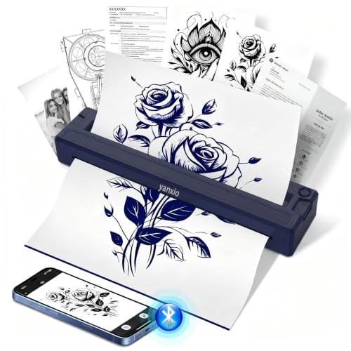 Image of Tattoo Stencil Printer for Beginners & Artists, Wireless Thermal Tattoo Printer With 10pcs Thermal Paper & 3Pcs Transfer Papers, Portable Tattoo Machine, Support Android, iOS, Windows, MacOS,Blue