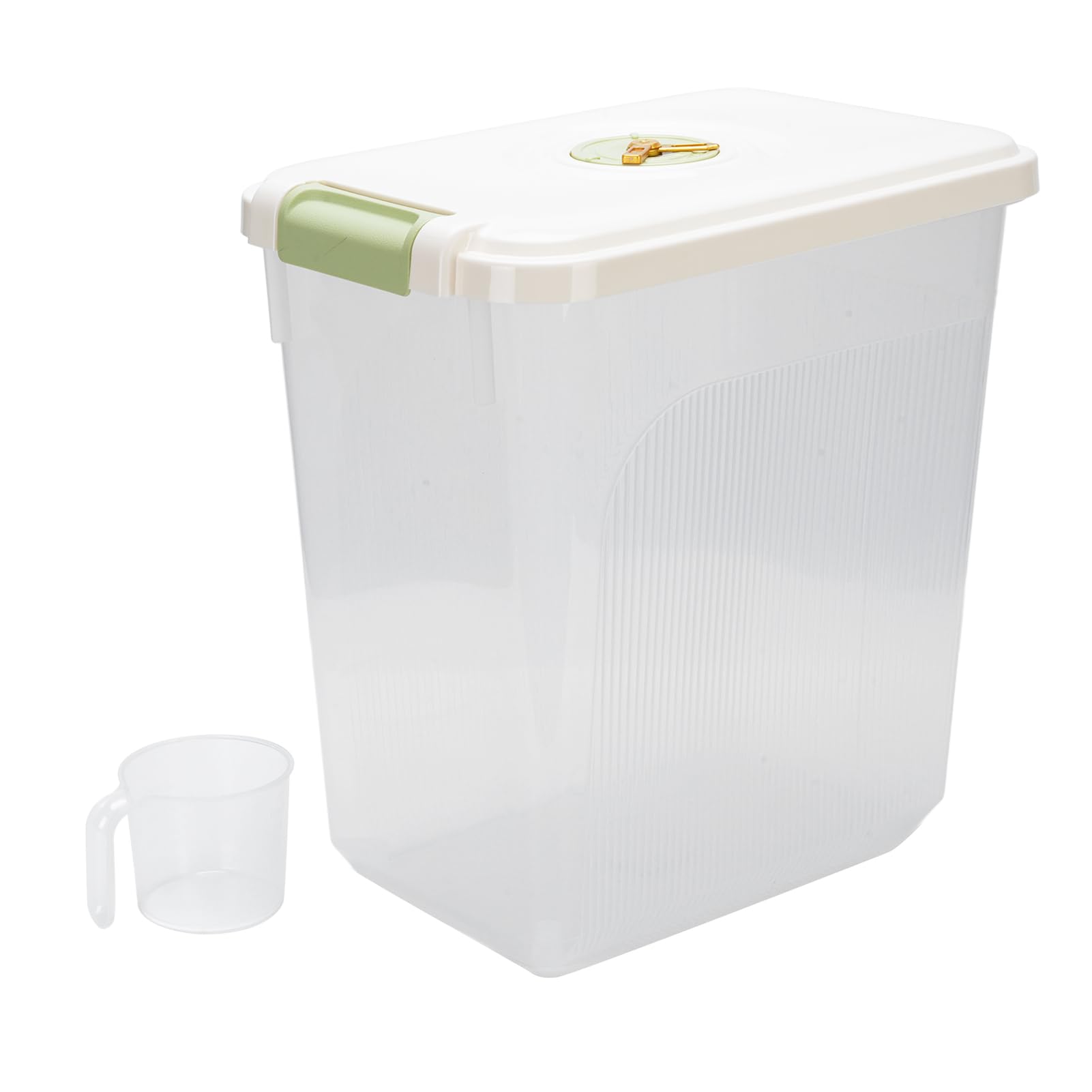 Tissting Recipiente de Arroz Hermético de PP con Tapa para Harina y Cereales (Transparent 15kg / 33.1lb)