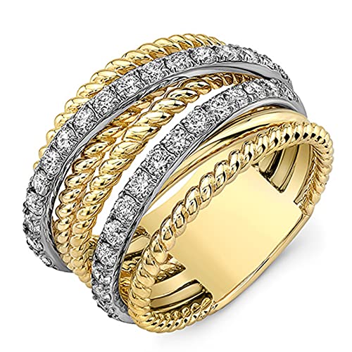 DarryDooly Mujeres Anillo de Color Dorado con Piedra de circón de Micro Cristal, Anillos de Boda delicados, joyería de Moda de señora